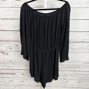 Mossimo Supply Co. Black Long Sleeve Off the Shoulder Romper Size Medium
